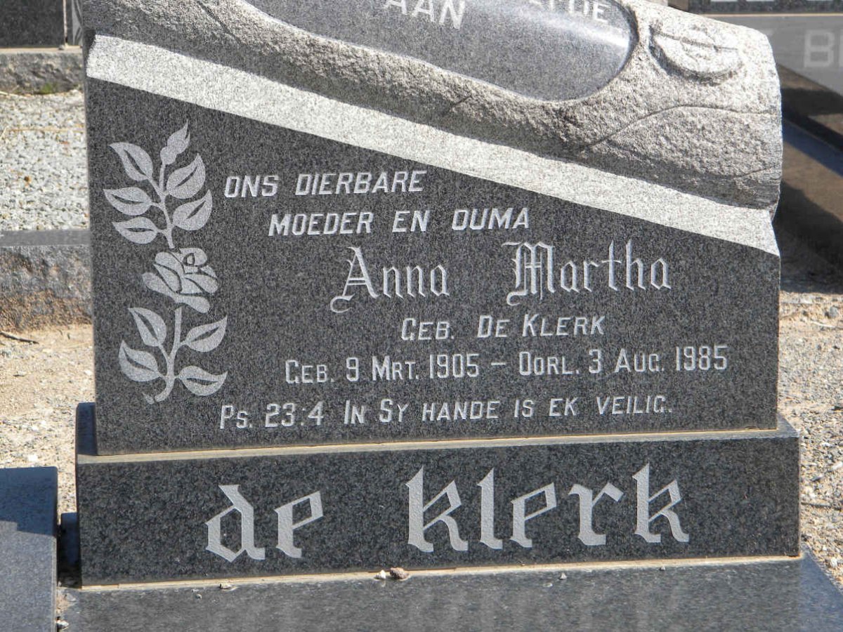 KLERK Anna Martha, de nee DE KLERK 1905-1985
