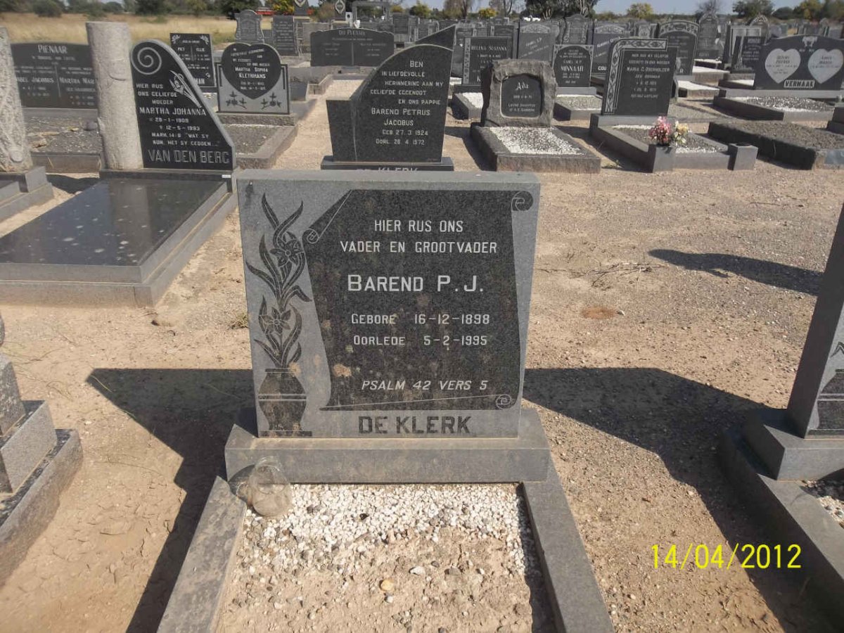 KLERK Barend P.J., de 1898-1995