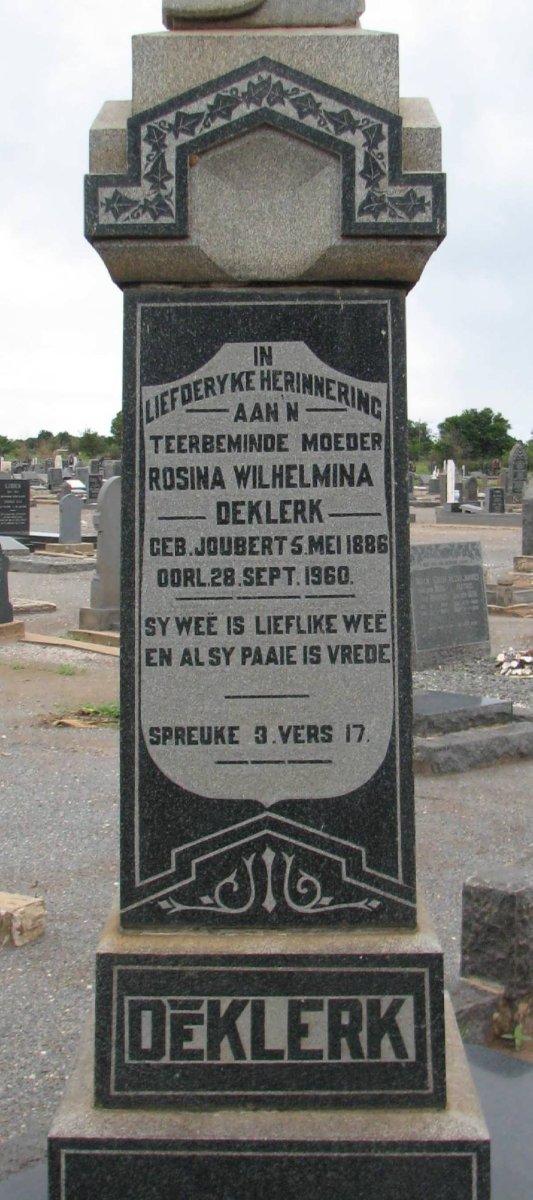 KLERK Cornelius Willem, de 1886-1939 &amp; Rosina Wilhelmina JOUBERT 1886-1960
