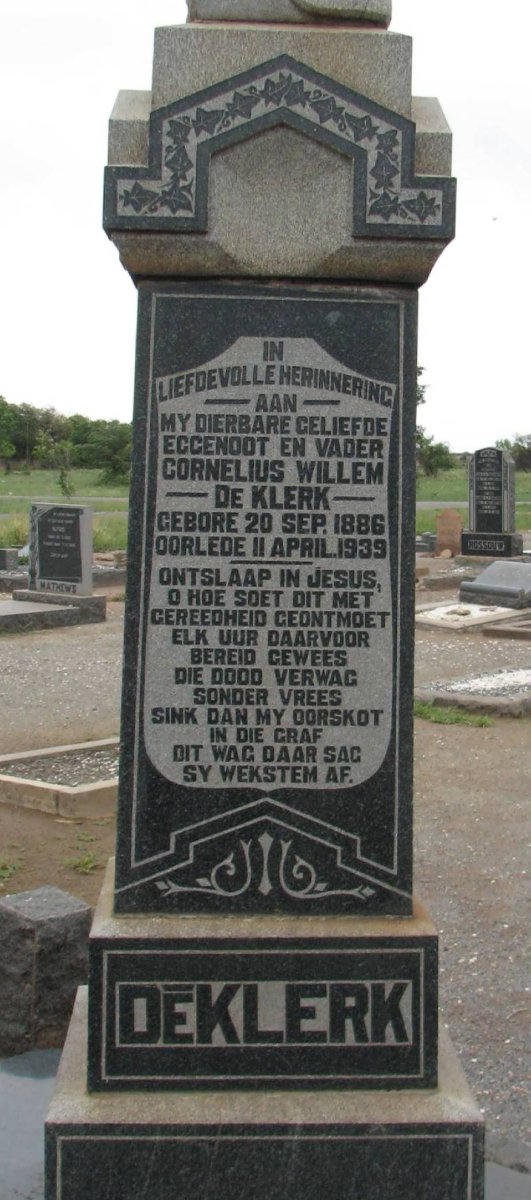 KLERK Cornelius Willem, de 1886-1939 &amp; Rosina Wilhelmina JOUBERT 1886-1960