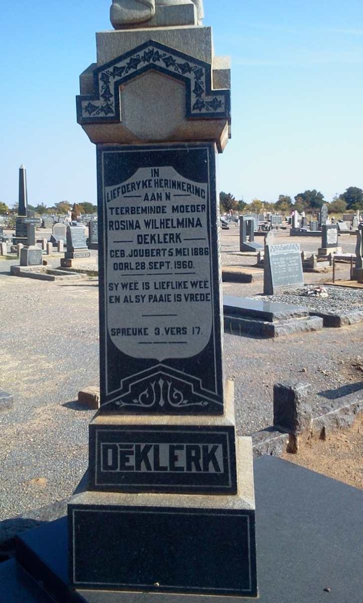 KLERK Rosina Wilhelmina, de nee JOUBERT 1886-1960