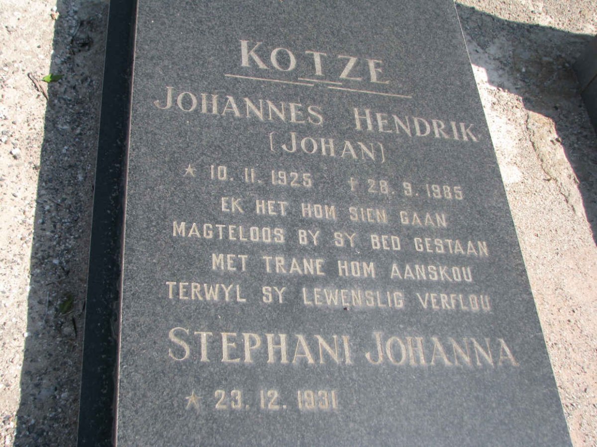 KOTZE Johannes Hendrik 1925-1985 &amp; Stephani Johanna 1931-