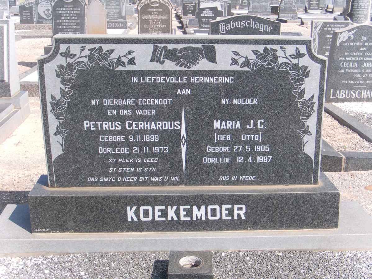 KOEKEMOER Petrus Gerhardus 1899-1973 &amp; Maria J.C. OTTO 1905-1987