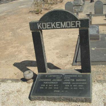 KOEKEMOER Zacharias Jacobus 1873-1946 &amp; Janetta Susara Louisa VAN LOGGERENBERG 1883-1947