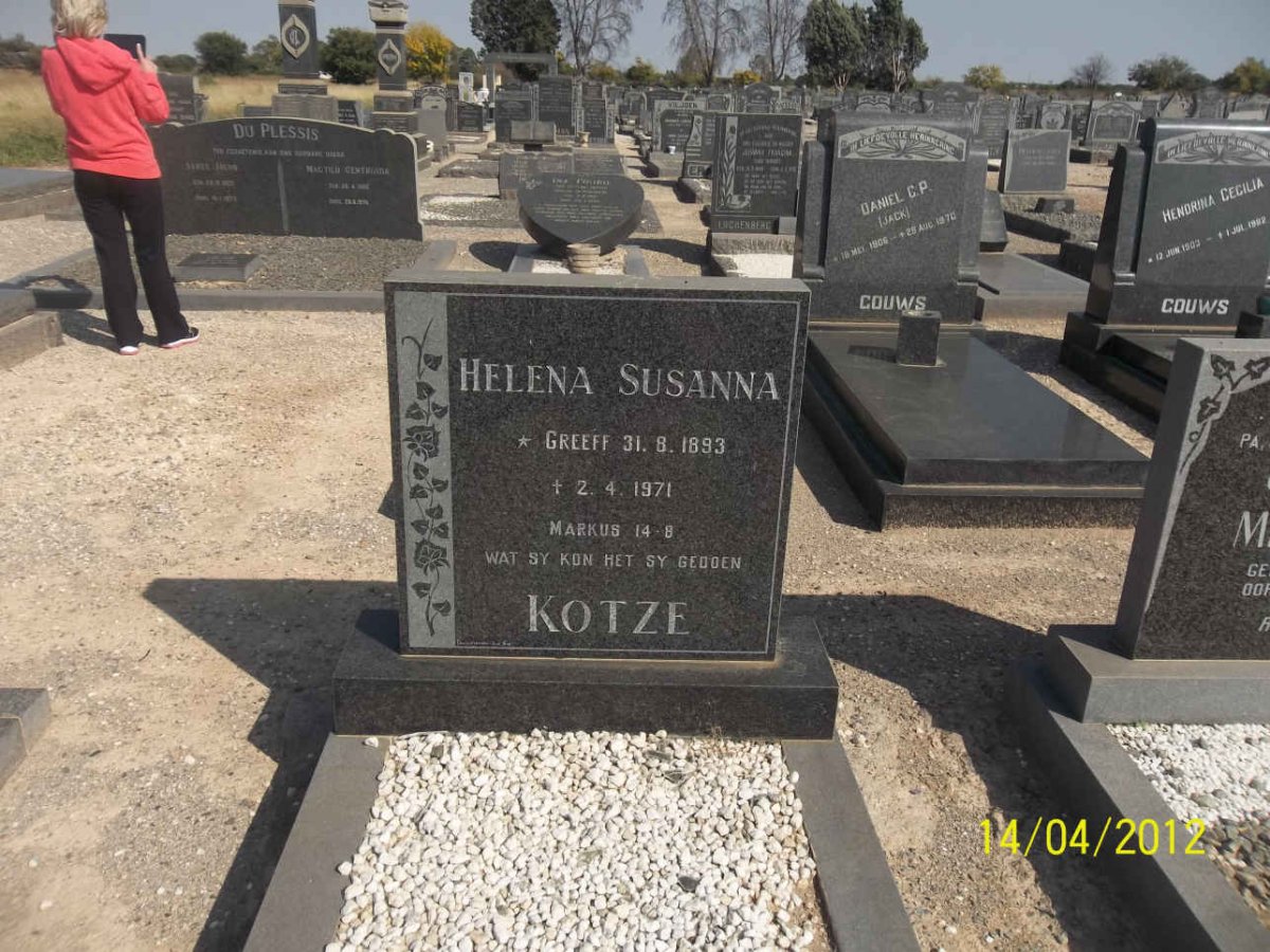 KOTZE Helena Susanna nee GREEFF 1893-1971