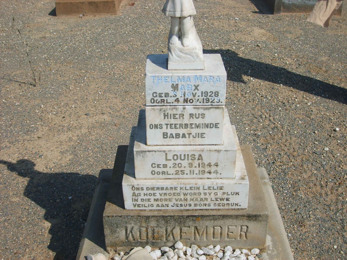 KOEKEMOER Thelma Mara Marx 1928-1929 :: KOEKEMOER Louisa 1944-1944