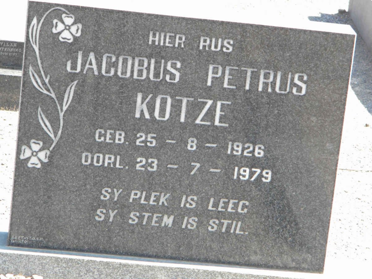 KOTZE Jacobus Petrus 1926-1979
