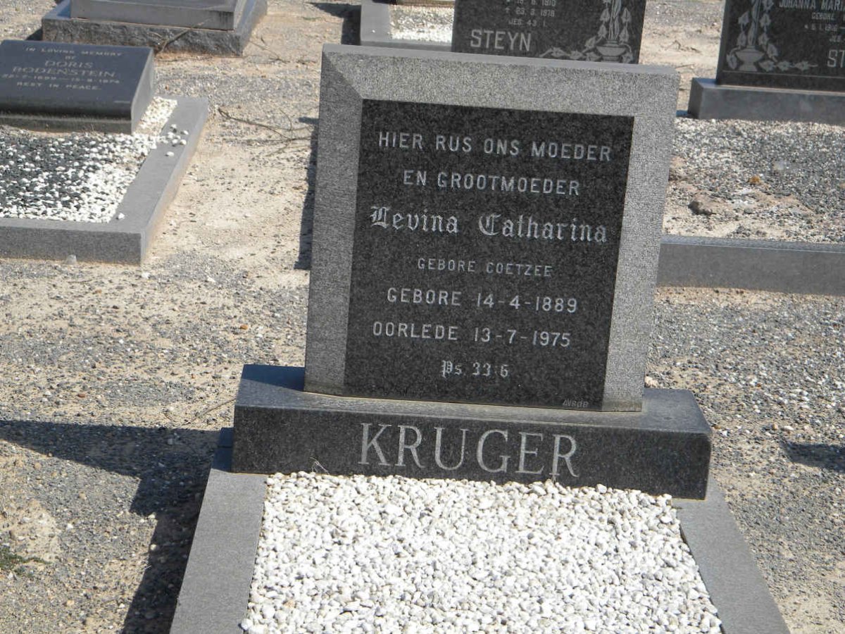 KRUGER Levina Catharina nee COETZEE 1889-1975