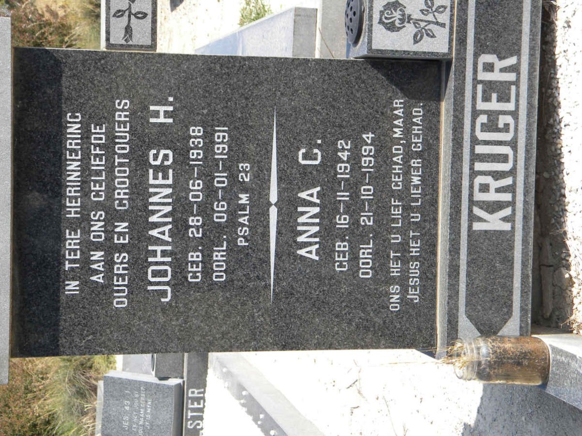 KRUGER Johannes H. 1938-1991 &amp; Anna C. 1942-1994