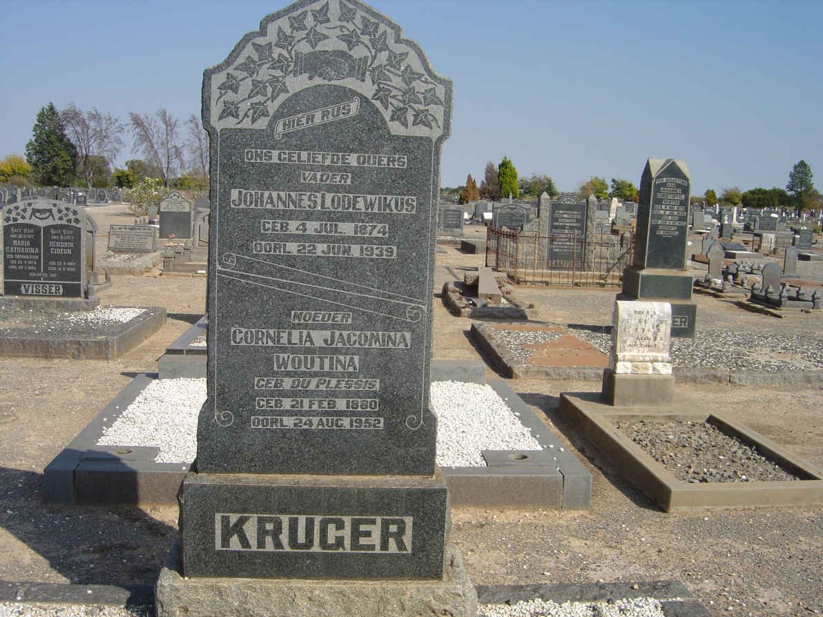 KRUGER Johannes Lodewikus 1874-1939 &amp; Cornelia Jacomina Woutina DU PLESSIS 1880-1952
