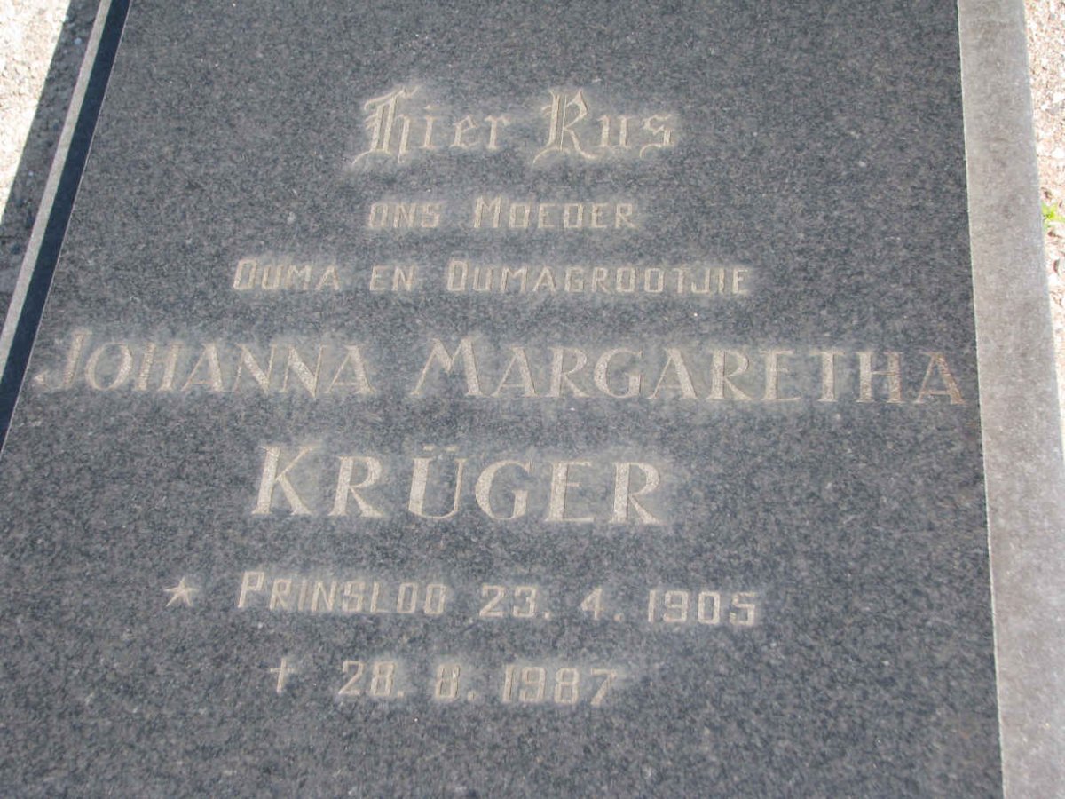 KRÜGER Johanna Margaretha 1905-1987