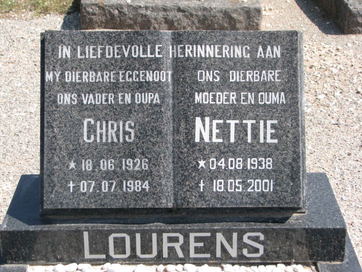 LOURENS Chris 1926-1984 &amp; Nettie 1938-2001