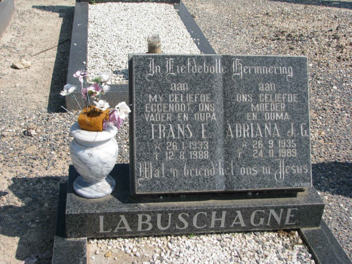 LABUSCHAGNE Frans E. 1933-1988 &amp; Adriana J.G. 1935-1989