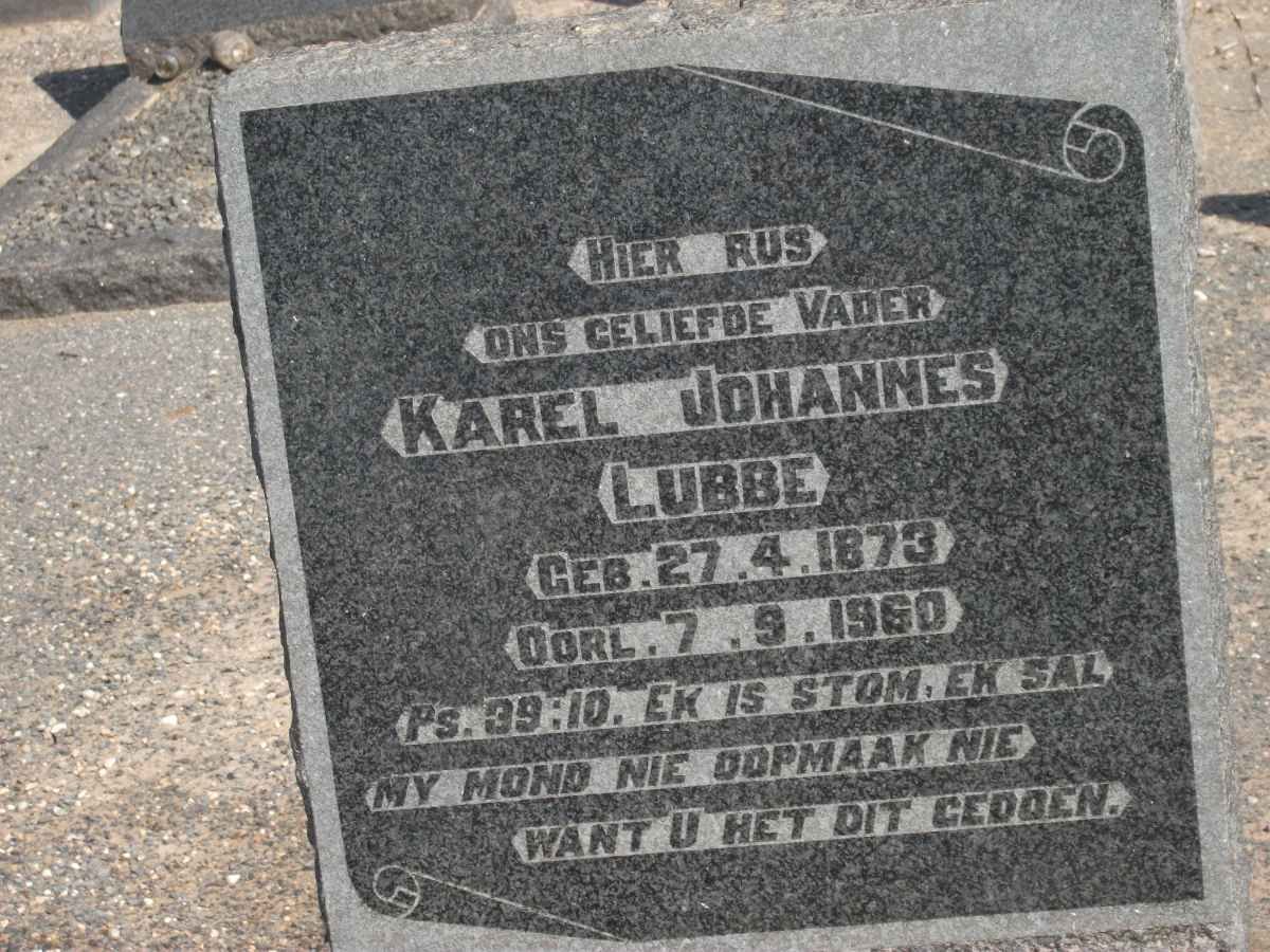 LUBBE Karel Johannes 1873-1960