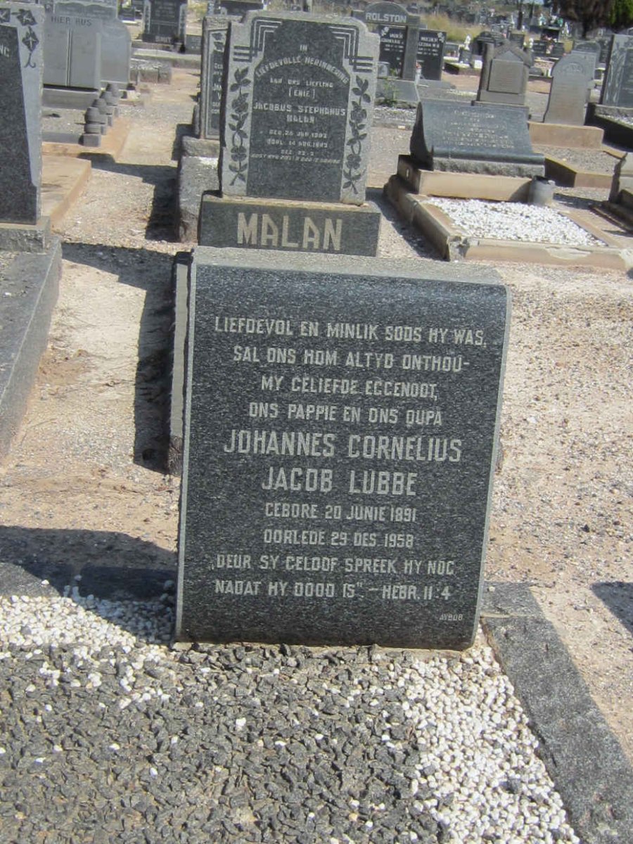LUBBE Johannes Cornelius Jacob 1891-1958