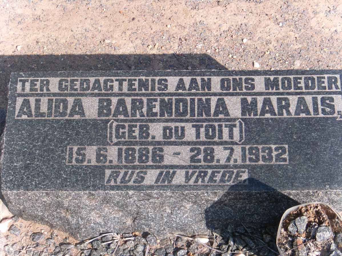 MARAIS Alida Barendina nee DU TOIT 1886-1932