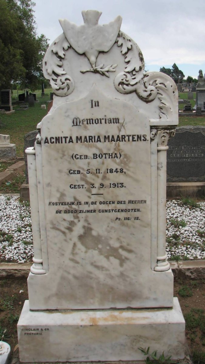 MAARTENS Agnita Maria nee BOTHA 1848-1913
