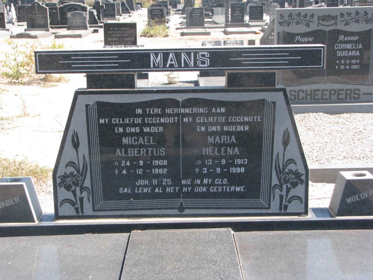 MANS Migael Albertus 1908-1982 &amp; Maria Helena 1913-1998