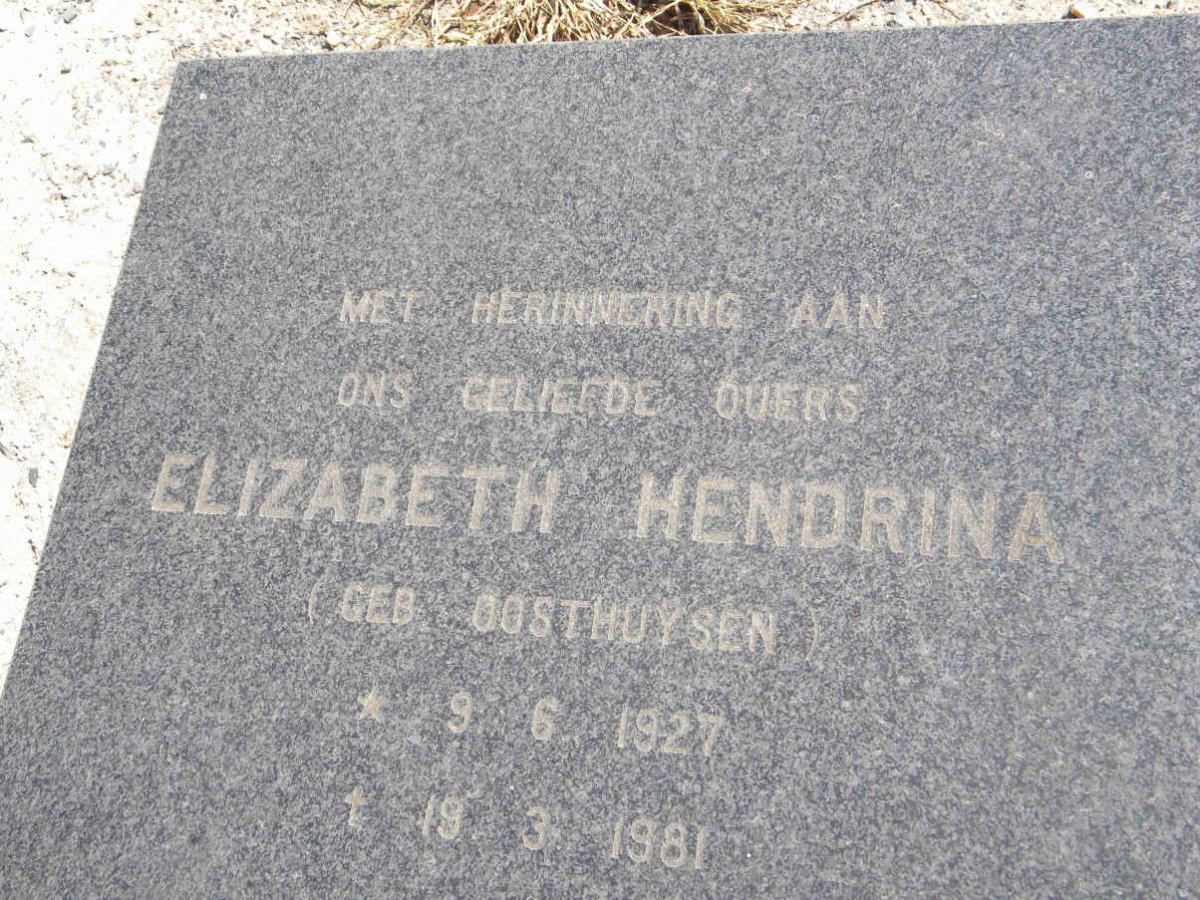 MARX Elizabeth Hendrina nee OOSTHUYSEN 1927-1981