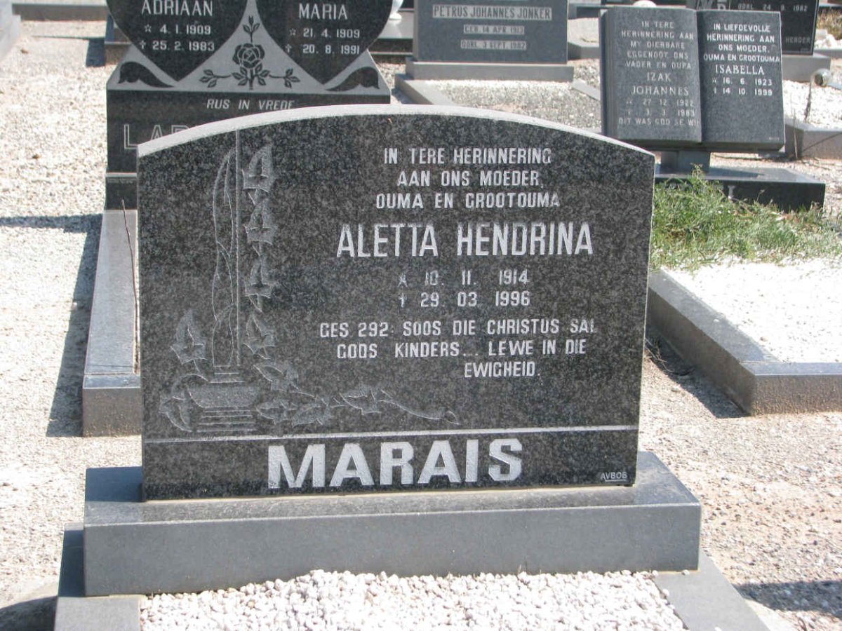 MARAIS Aletta Hendrina 1914-1996