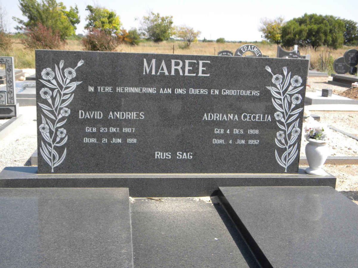 MAREE David Andries 1907-1991 &amp; Adriana Cecelia 1908-1992