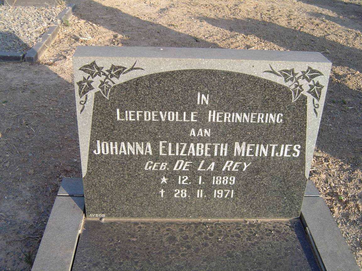 MEINTJIES Johanna Elizabeth geb DE LA REY 1889-1971