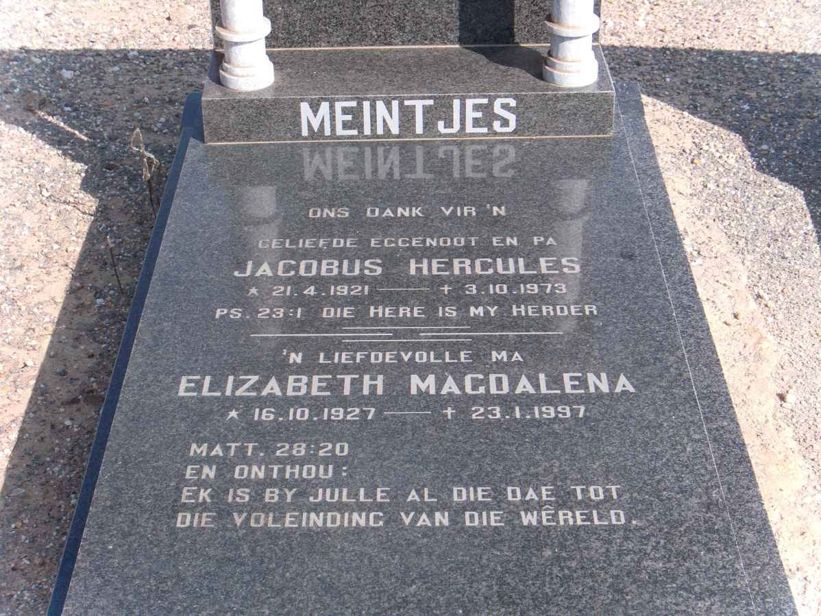 MEINTJES Jacobus Hercules 1921-1973 &amp; Elizabeth Magdalena 1927-1997