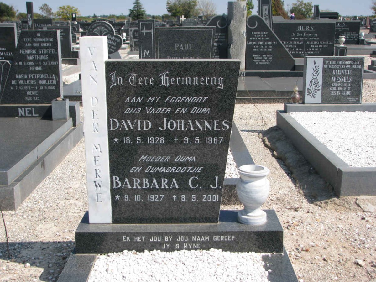 MERWE David Johannes, van der 1928-1987 &amp; Barbara C.J. 1927-2001