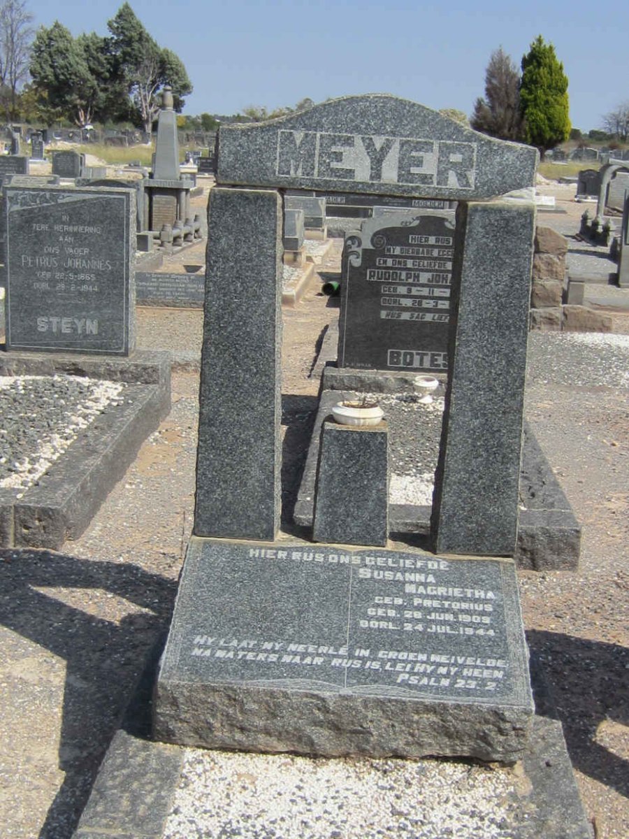MEYER Susanna Magrietha nee PRETORIUS 1909-1944