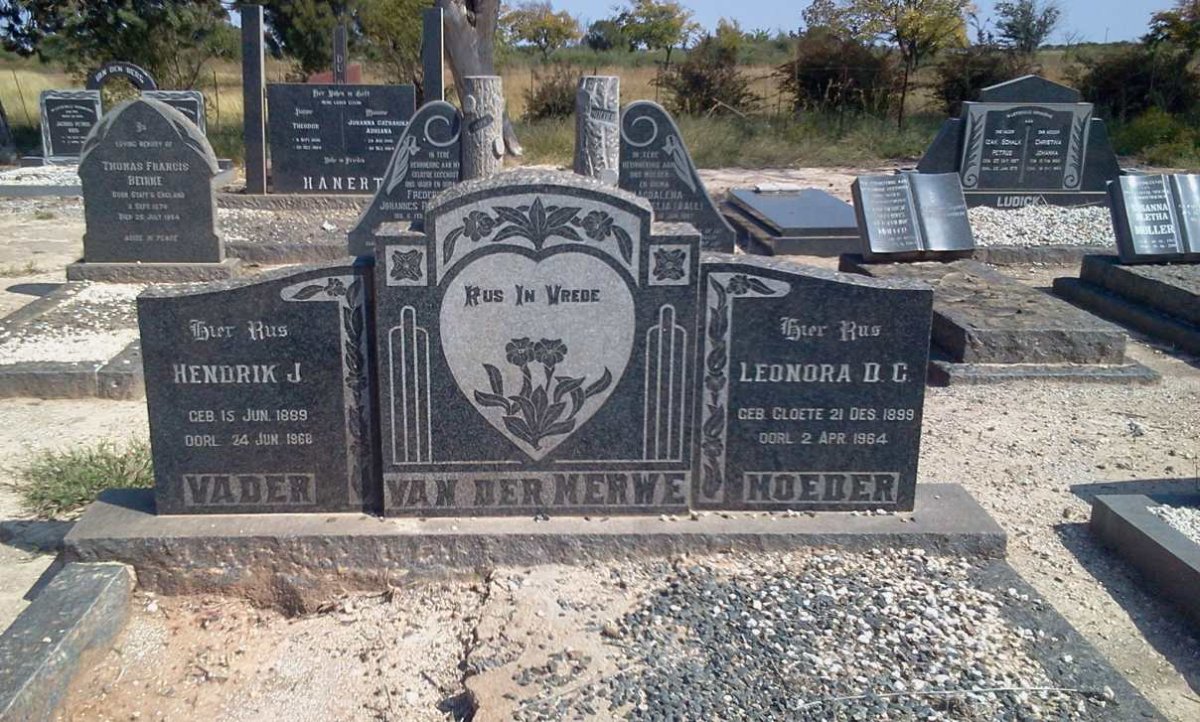 MERWE Hendrik J., van der 1889-1968 &amp; Leonora D.C. CLOETE 1899-1964