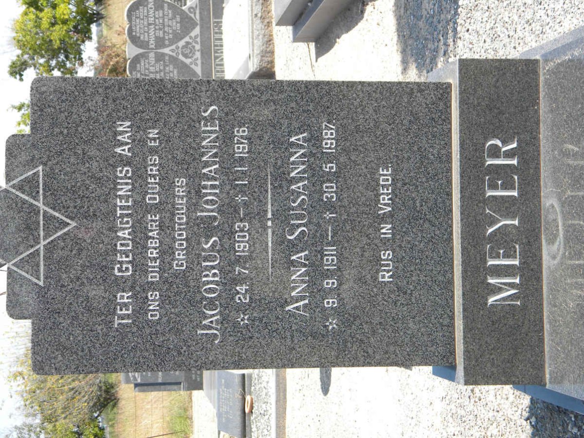 MEYER Jacobus Johannes 1903-1976 &amp; Anna Susanna 1911-1987