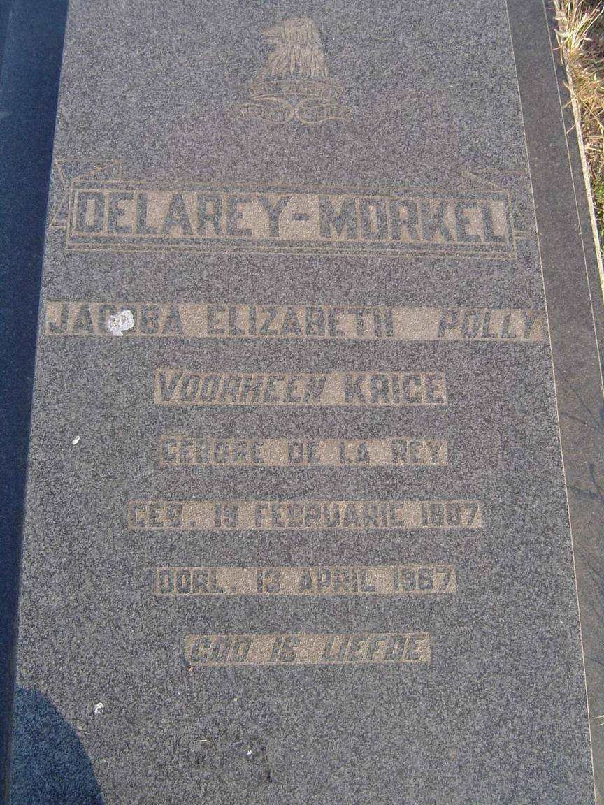 MORKEL Jacoba Elizabeth previously KRIGE nee DE LA REY 1887-1967