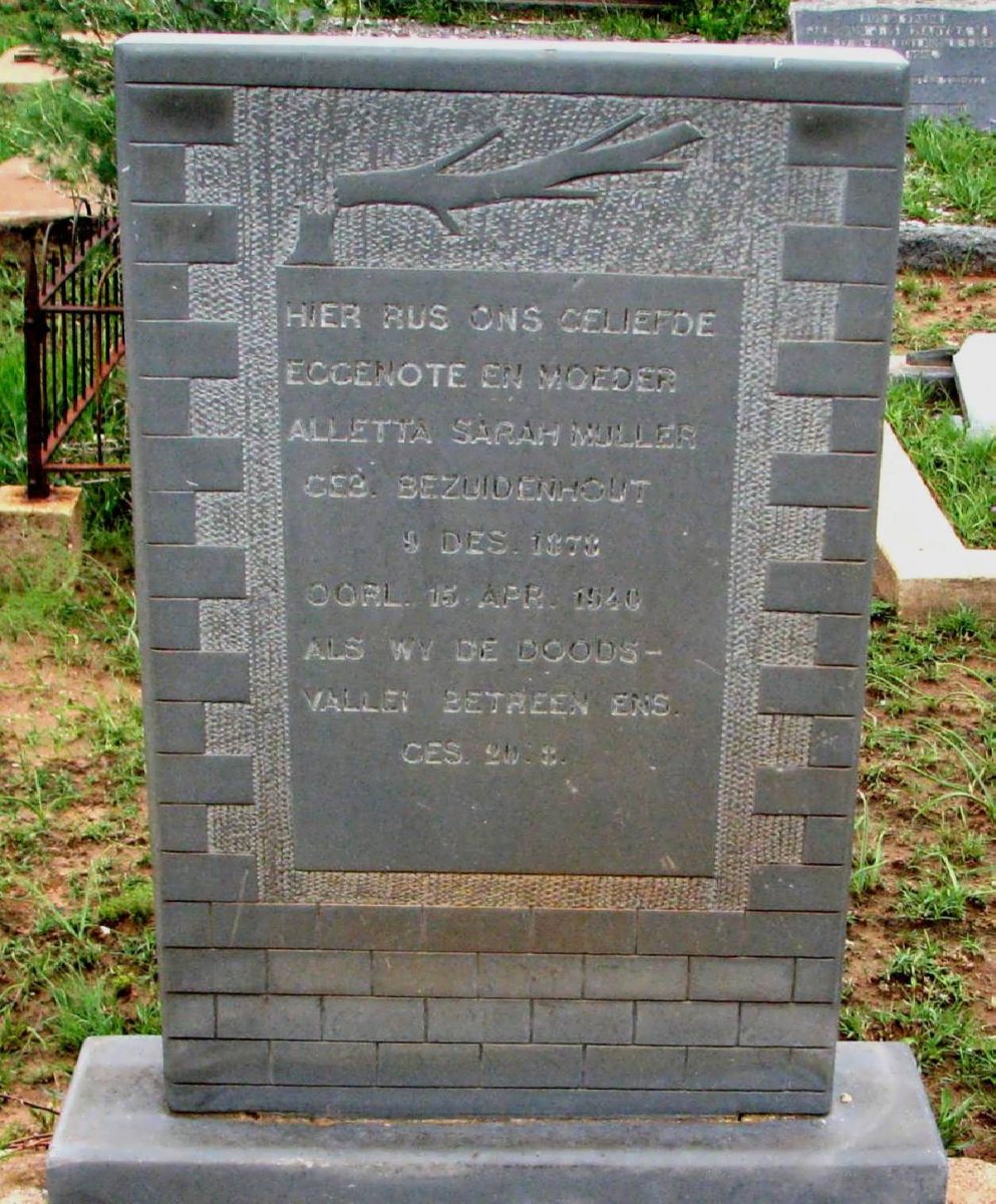 MULLER Alletta Sarah nee BEZUIDENHOUT 1878-1940