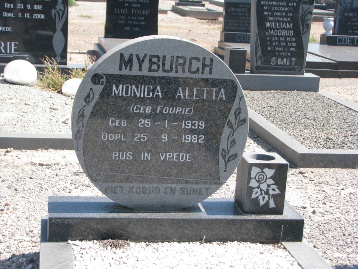 MYBURGH Monica Aletta nee FOURIE 1939-1982