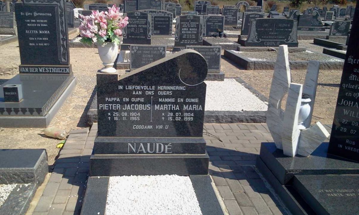 NAUDÉ Pieter Jacobus 1904-1965 &amp; Martha Maria 1904-1999