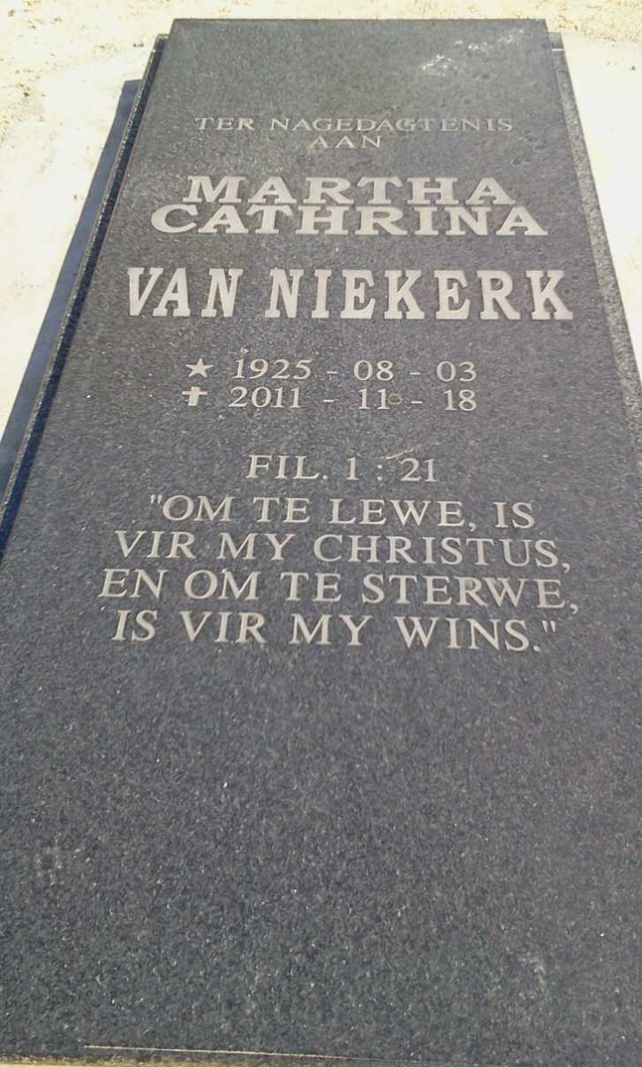 NIEKERK Martha Cathrina, van 1925-2011