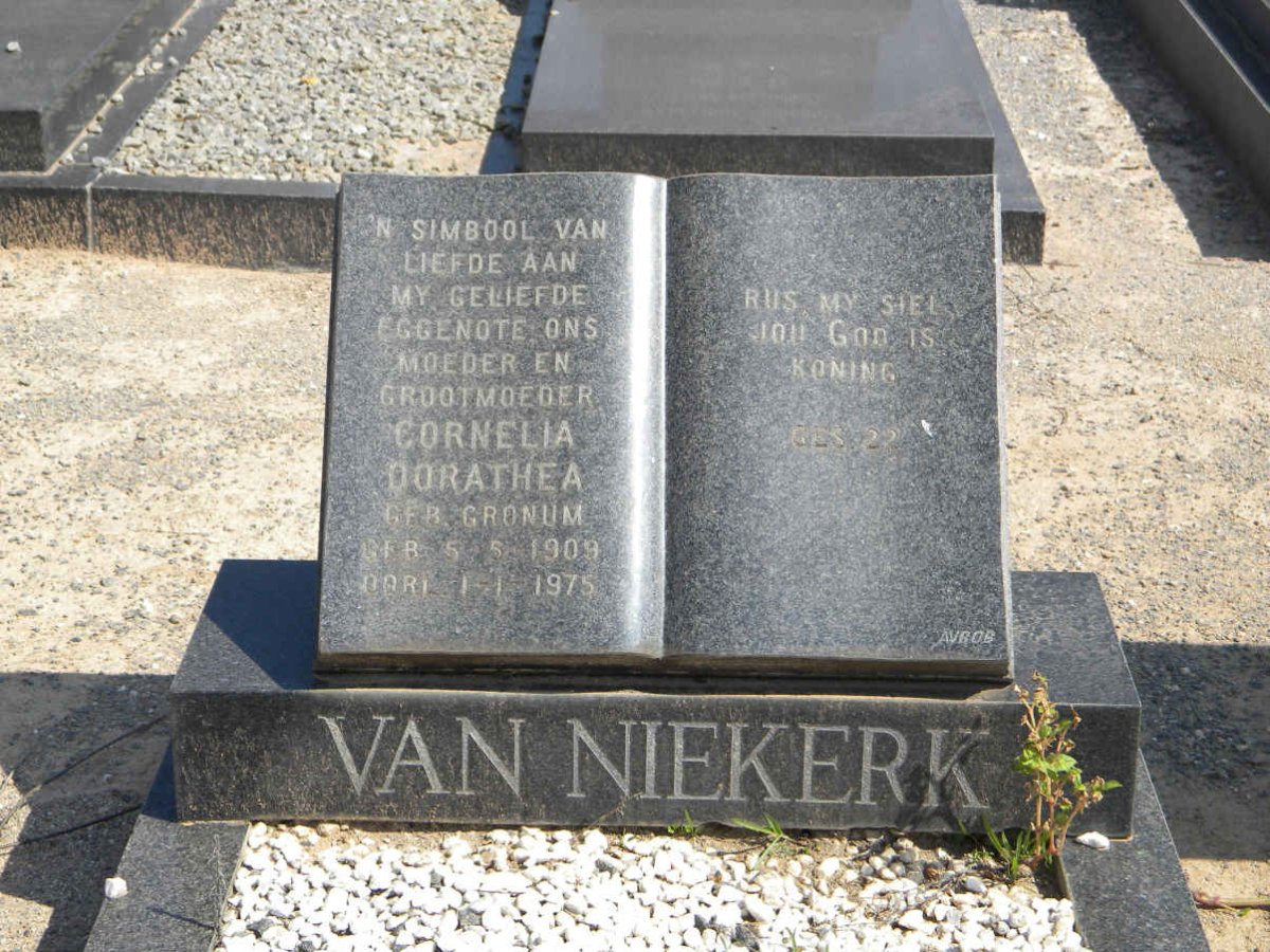 NIEKERK Cornelia Dorathea, van nee GRONUM 1909-1975