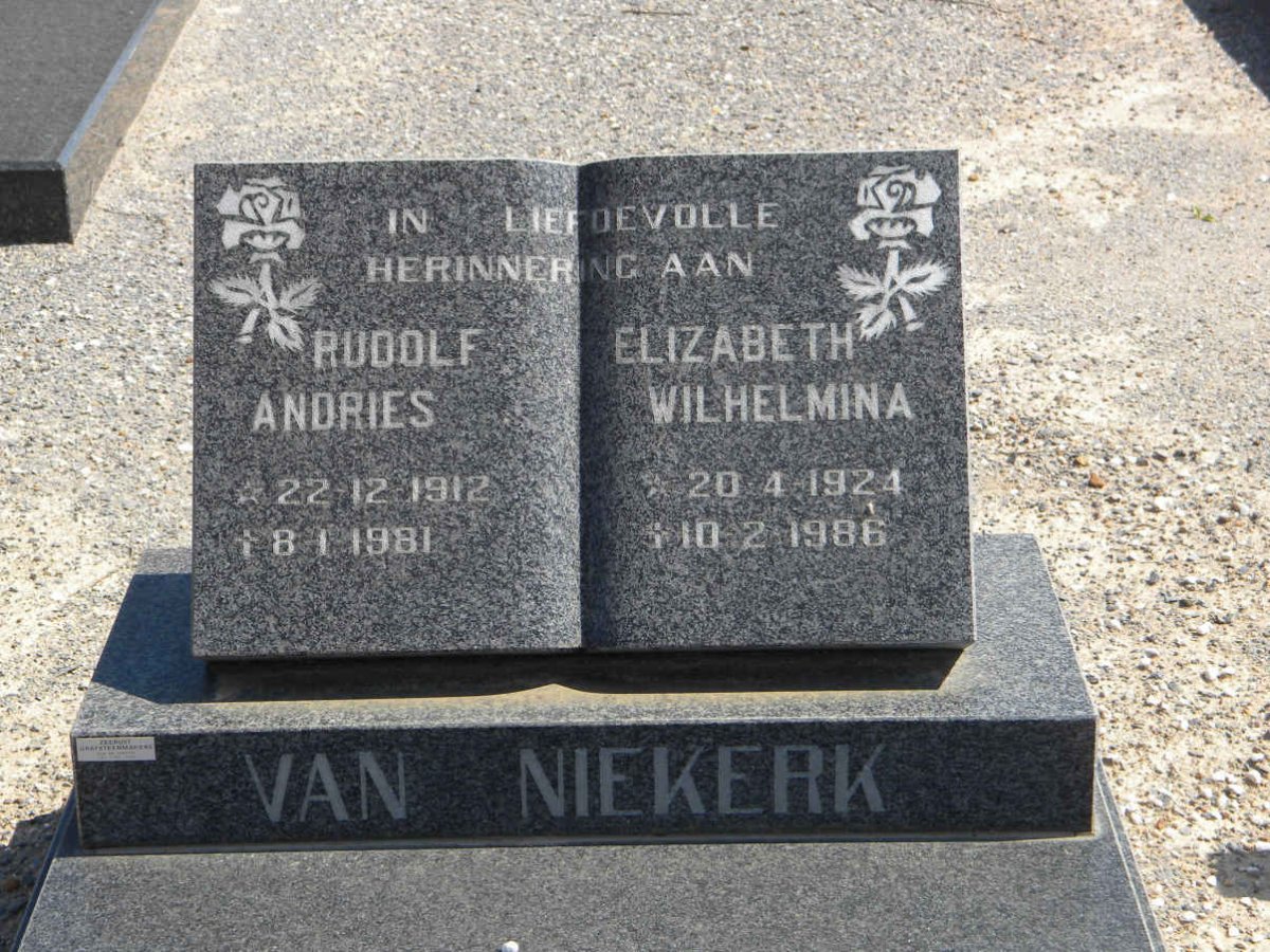 NIEKERK Rudolf Andries, van 1912-1981 &amp; Elizabeth Wilhelmina 1924-1986