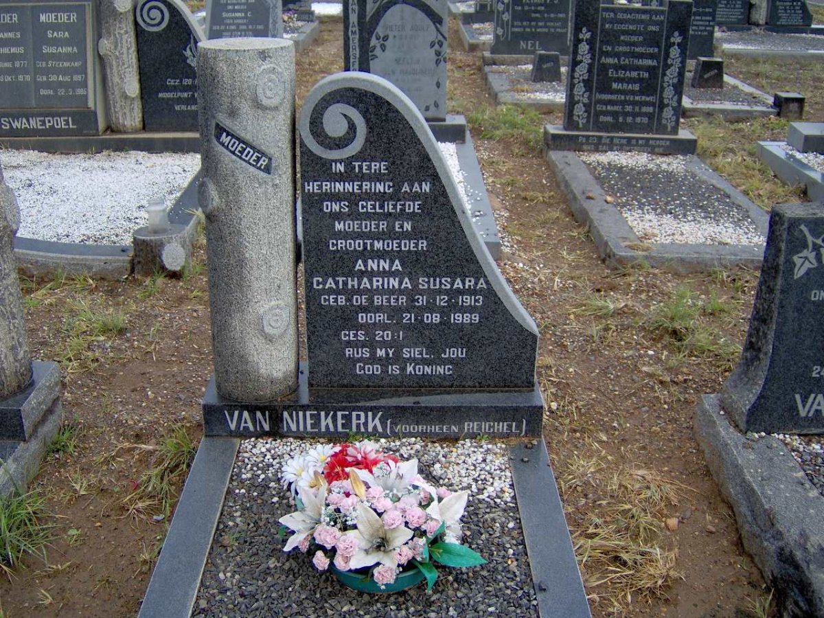NIEKERK Anna Catharina Susara, van, voorheen Reichel, nee DE BEER 1913-1989