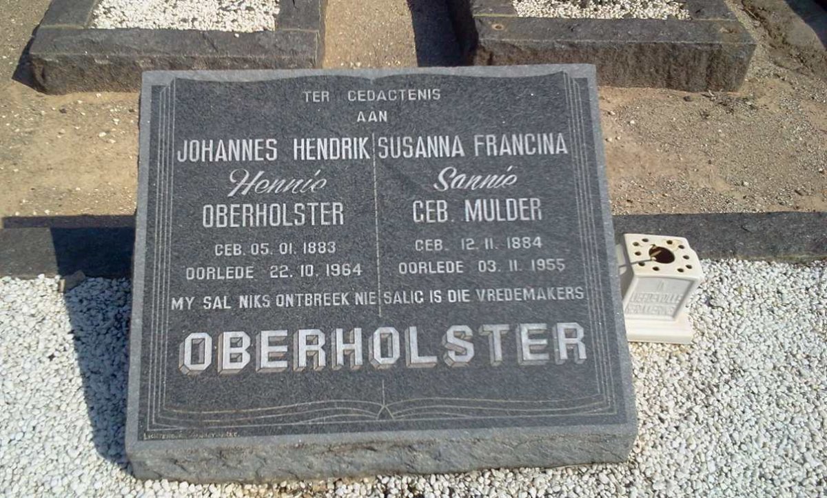 OBERHOLSTER Johannes Hendrik 1883-1964 &amp; Susanna Francina MULDER 1884-1955