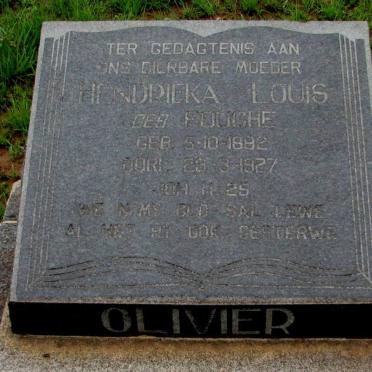 OLIVIER Hendrieka Louis nee FOUCHE 1882-1927