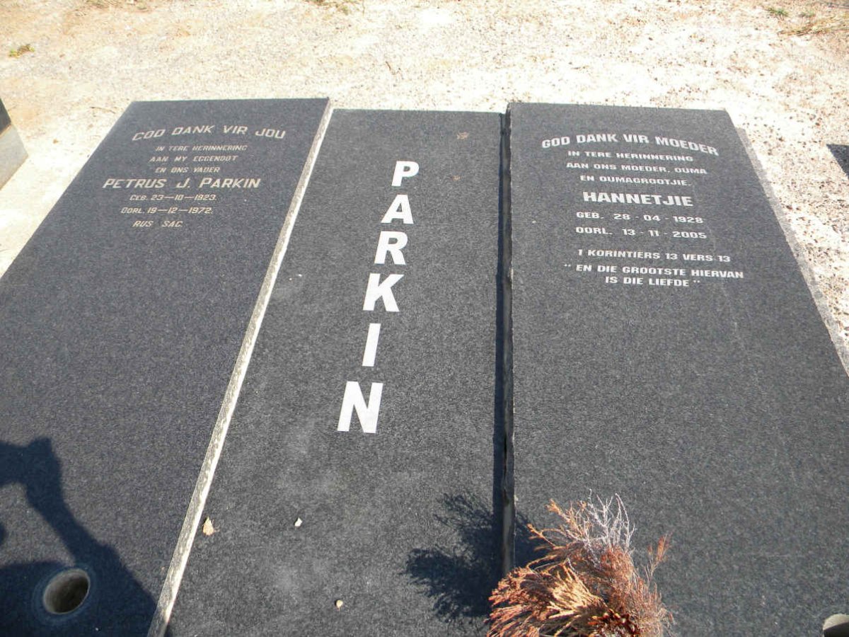 PARKIN Petrus J. 1923-1972 &amp; Hannetjie 1928-2005