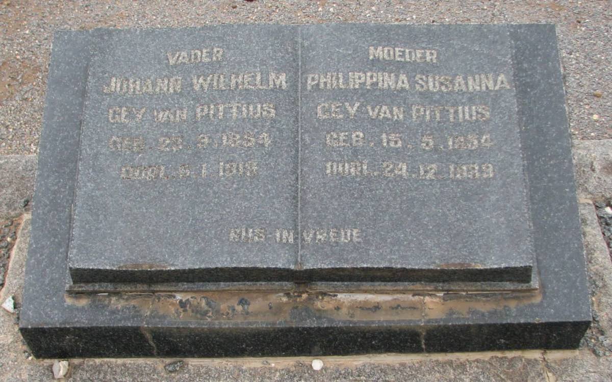PITTIUS Johann Wilhelm, gey van 1854-1919 &amp; Philippina Susanna 1854-1939