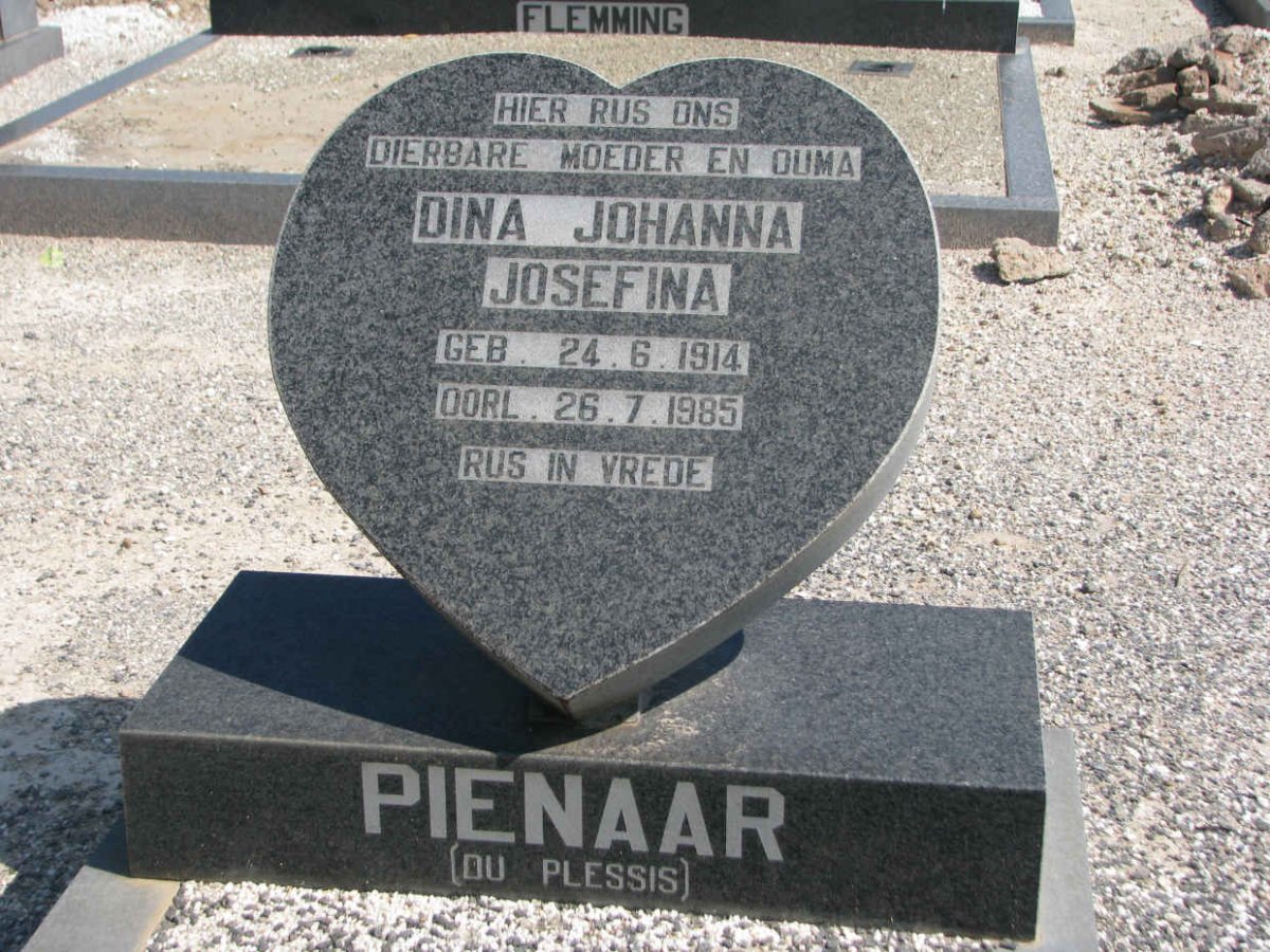 PIENAAR Dina Johanna Josefina nee DU PLESSIS 1914-1985