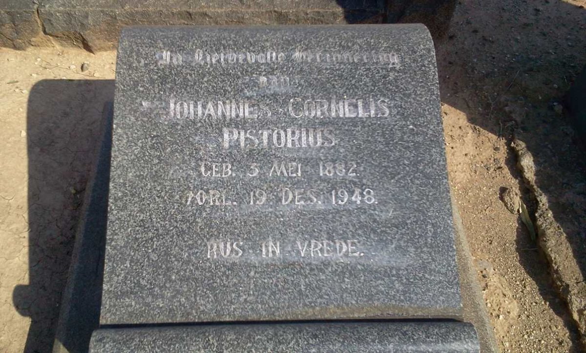 PISTORIUS Johannes Cornelis 1882-1948
