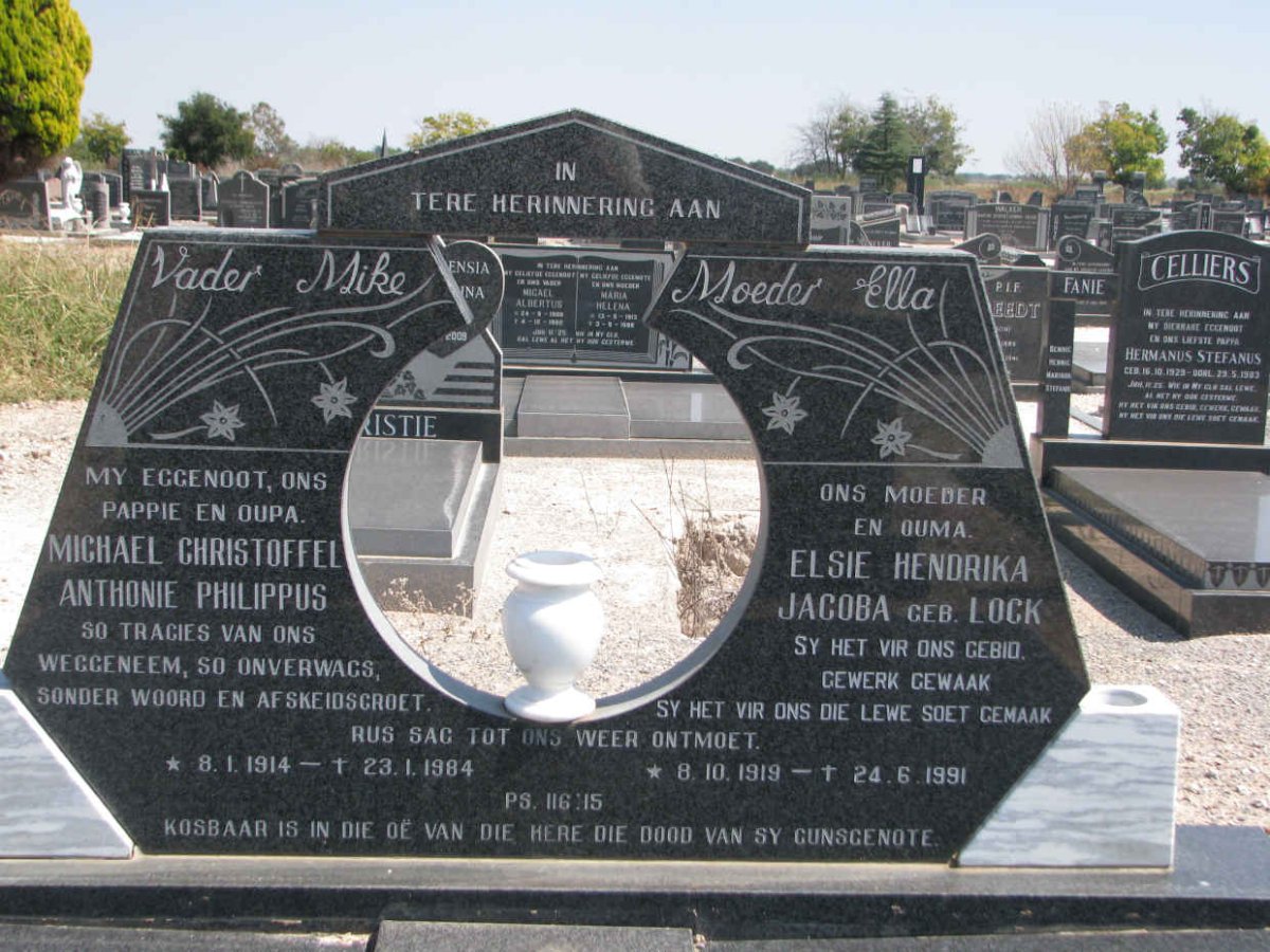 PITOUT Michael Christoffel Anthonie Philippus 1914-1984 &amp; Elsie Hendrika Jacoba LOCK 1919-1991