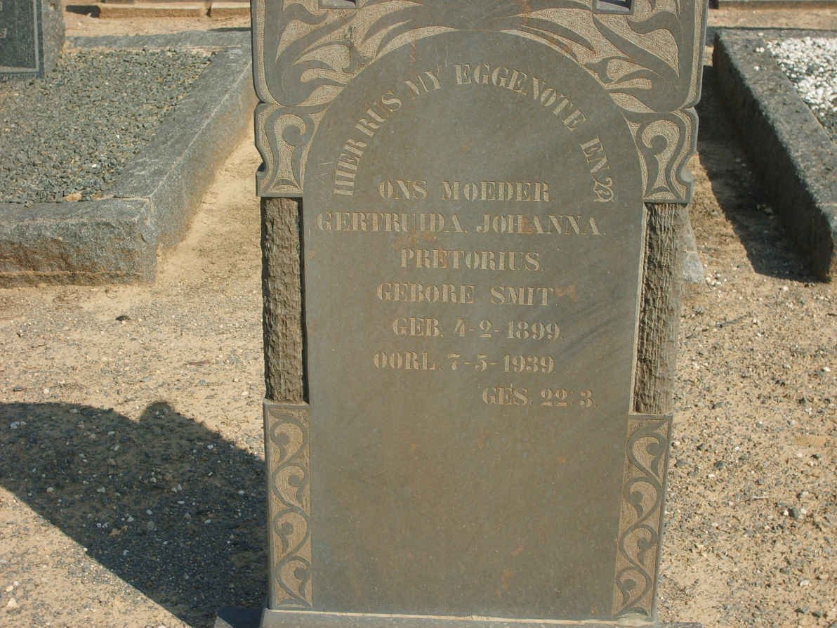 PRETORIUS Gertruida Johanna nee SMIT 1899-1939