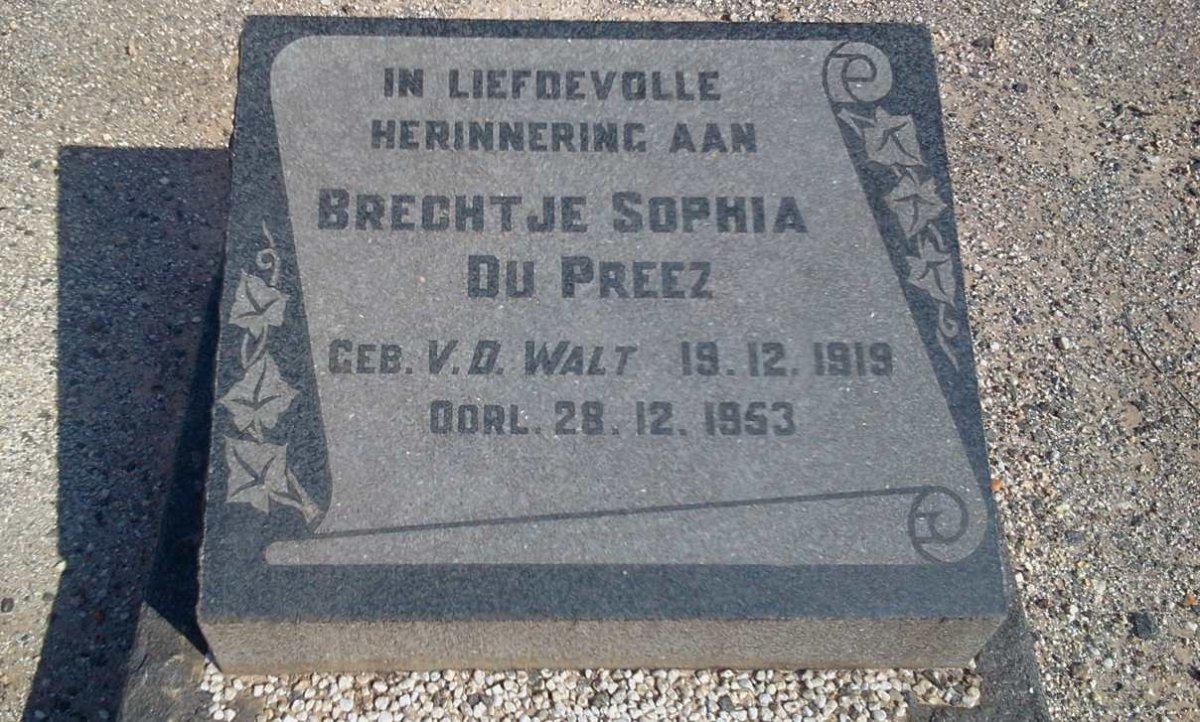 PREEZ Brechtje Sophia, du nee VAN DER WALT 1919-1953