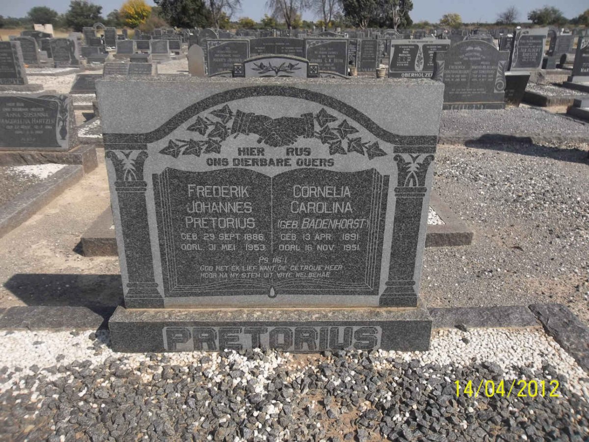PRETORIUS Frederik Johannes 1886-1953 &amp; Cornelia Carolina BADENHORST 1891-1951