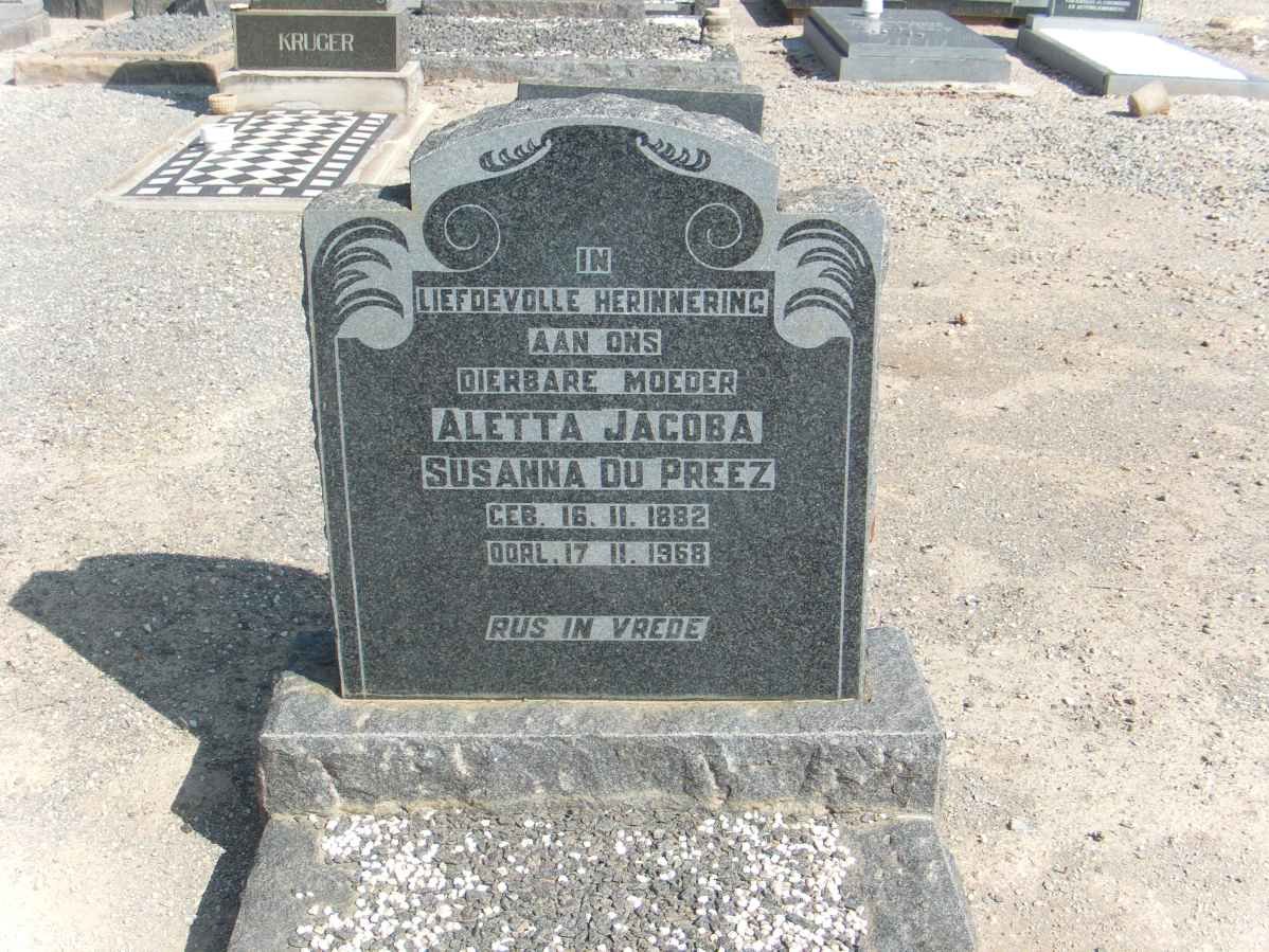 PREEZ Aletta Jacoba Susanna, du 1882-1968